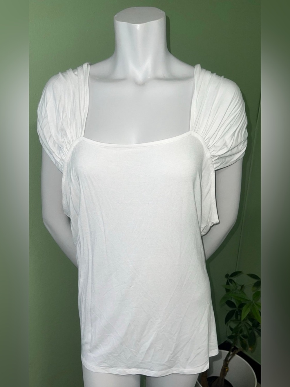 VENUS White Short-Sleeve Square Neck Top